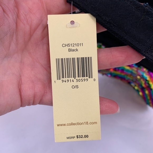 Collection18 Proud Sequined Black Rainbow Baseball Hat - Picture 7 of 7